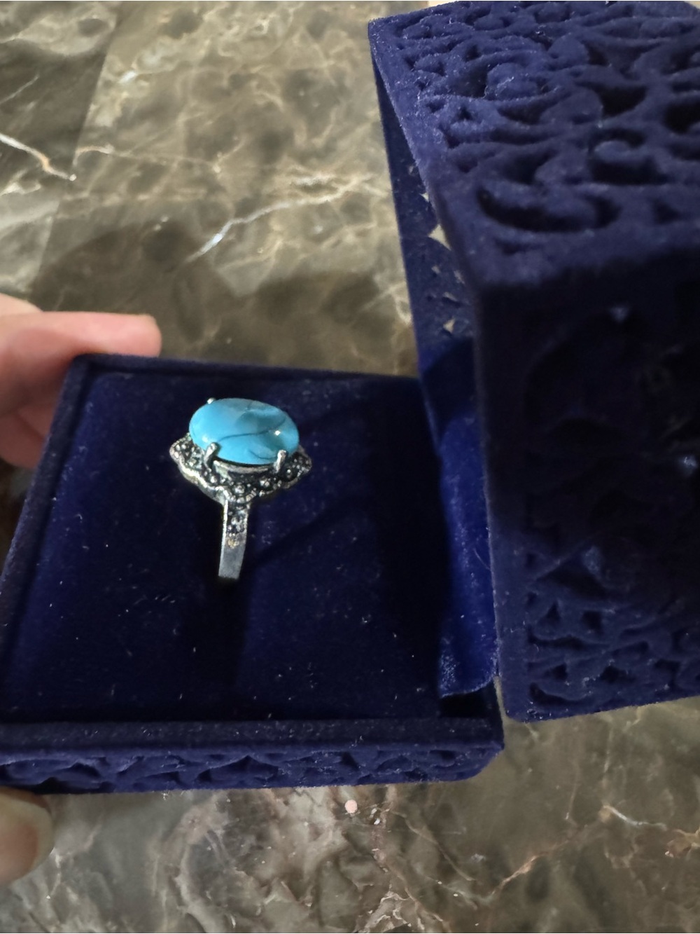 Genuine Fairouz Stone on Silvertone rings